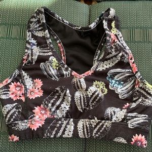Black cacti print sports bra